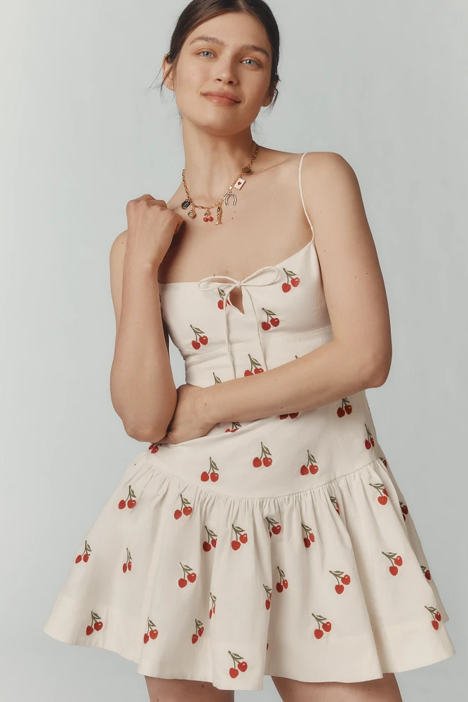 Maeve Sweetheart Drop-Waist Mini Dress