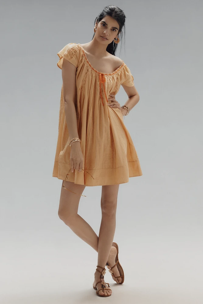By Anthropologie Tie Mini Swing Dress