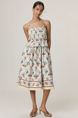 By Anthropologie Smocked Peplum Midi Dress