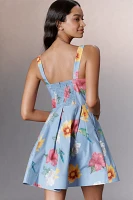 Maeve Scoop-Neck Printed Cotton Mini Dress