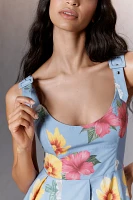 Maeve Scoop-Neck Printed Cotton Mini Dress