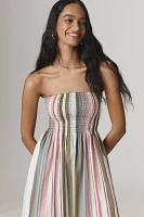 Faithfull Strapless Smocked Midi Dress