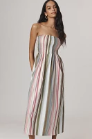 Faithfull Strapless Smocked Midi Dress