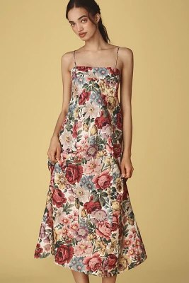 Faithfull Sleeveless Square-Neck Linen Midi Dress