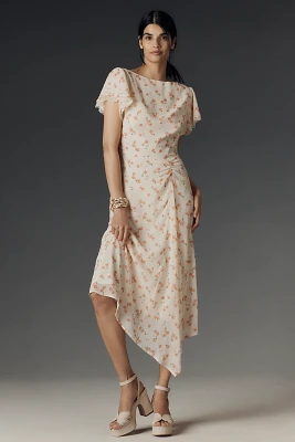 AFRM Vittoria Boat-Neck Ruched Maxi Dress