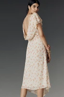 AFRM Vittoria Boat-Neck Ruched Maxi Dress