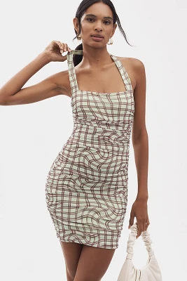 AFRM Bonnie Square-Neck Halter Mini Dress