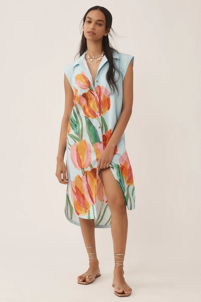 The Lillian Button-Front Midi Dress by Maeve