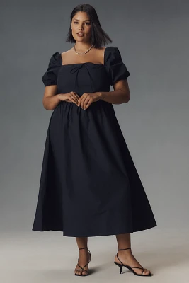 Glamorous Puff-Sleeve Square-Neck Midi Dress