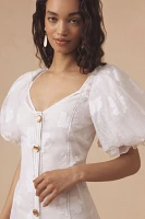 Let Me Be Puff-Sleeve Sheer Midi Dress