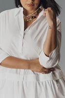 English Factory Plus Long-Sleeve Bubble Mini Shirt Dress