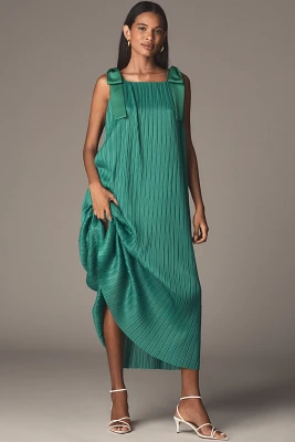 English Factory Tie-Strap Pleated Midi Dress