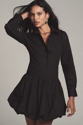 English Factory Long-Sleeve Collared Mini Shirt Dress