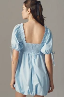 English Factory Puff-Sleeve Square-Neck Bubble Mini Dress