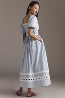 English Factory Ric Rac Puff-Sleeve Midi Dress