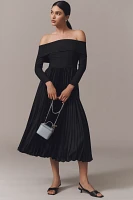 Hutch Long-Sleeve Off-The-Shoulder Pleated Maxi Dress
