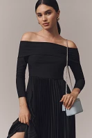 Hutch Long-Sleeve Off-The-Shoulder Pleated Maxi Dress