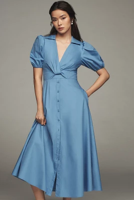 Hutch Laurel Puff-Sleeve Midi Dress