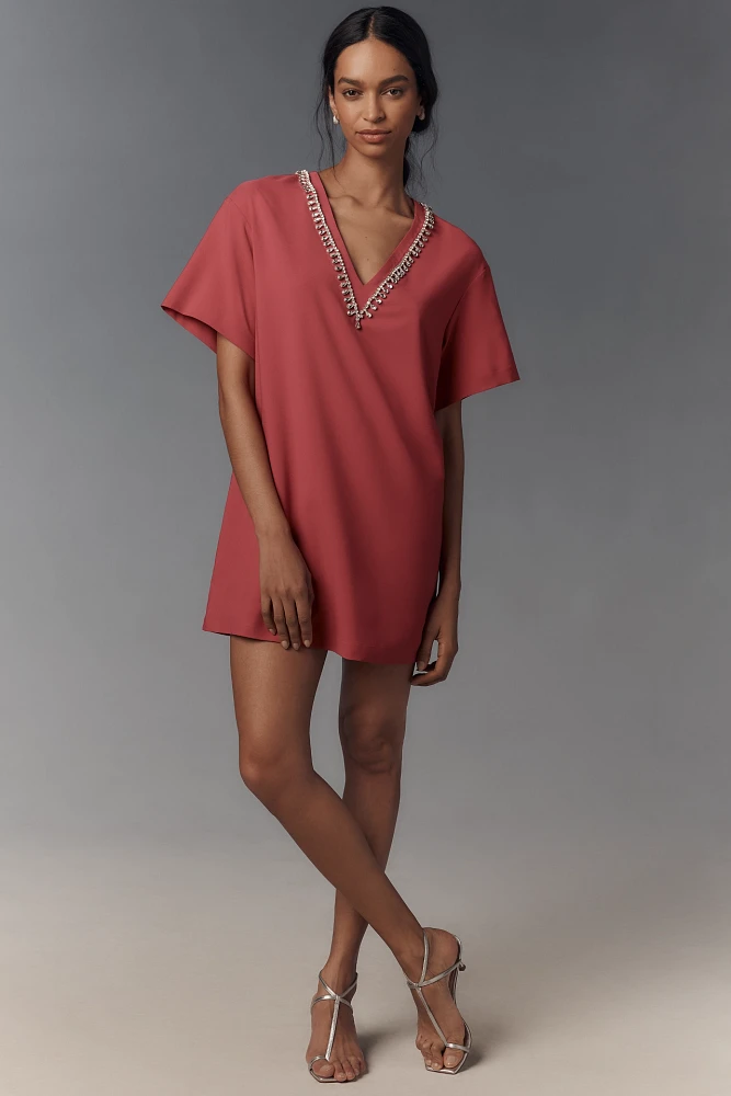 Hutch Rhinestone V-Neck T-Shirt Dress