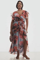 Hutch Zola Short-Sleeve Ruffle Wrap Midi Dress