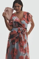Hutch Zola Short-Sleeve Ruffle Wrap Midi Dress