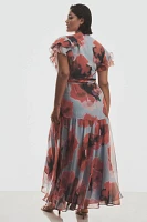 Hutch Zola Short-Sleeve Ruffle Wrap Midi Dress