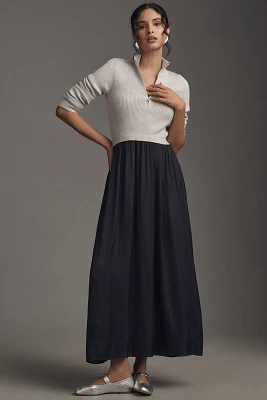 The Thea Long-Sleeve Half-Zip Maxi Dress