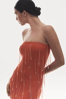 Delfi Collective Amala Strapless Crystal-Fringe Slim Midi Dress