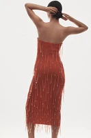 Delfi Collective Amala Strapless Crystal-Fringe Slim Midi Dress