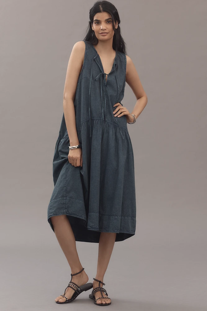 By Anthropologie Sleeveless Denim Midi Tent Dress