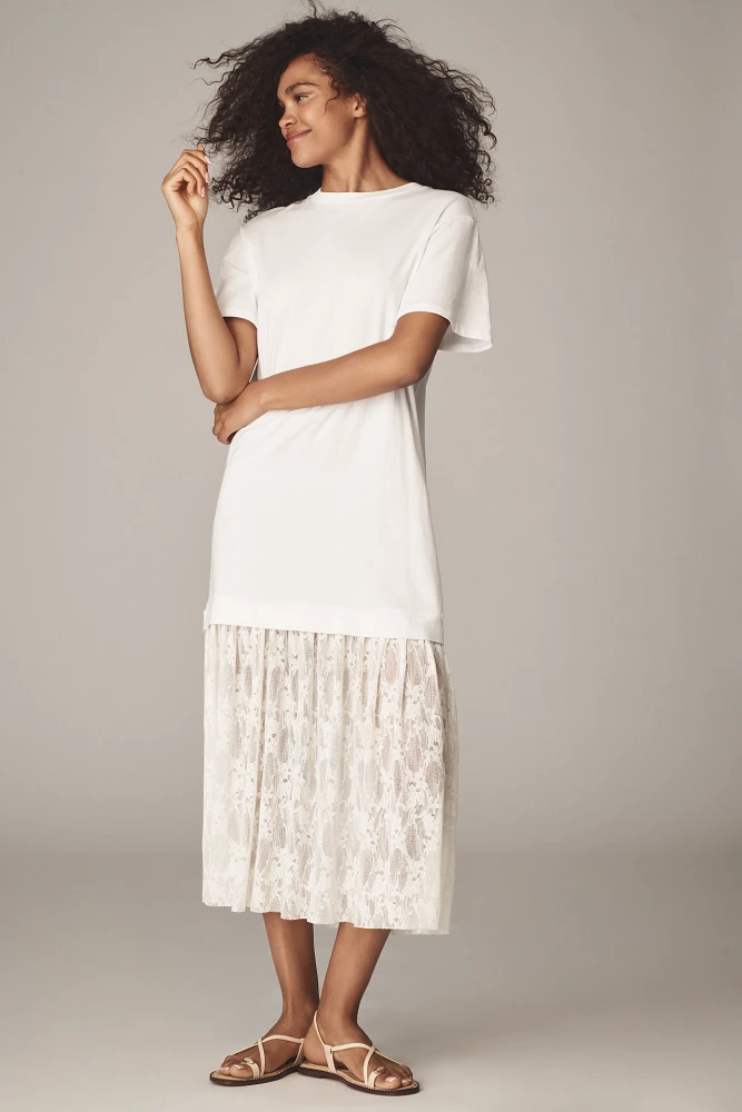By Anthropologie Twofer Lace T-Shirt Dress