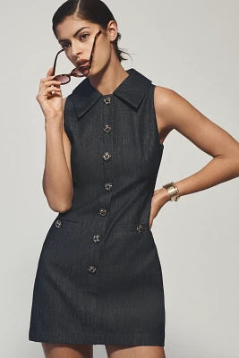 Endless Rose Sleeveless Collared Denim Mini Dress