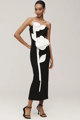 Mac Duggal Strapless 3D Floral Maxi Dress