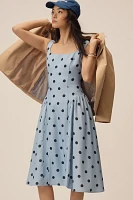 Mac Duggal Square-Neck A-Line Midi Dress
