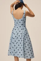 Mac Duggal Square-Neck A-Line Midi Dress