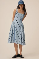Mac Duggal Square-Neck A-Line Midi Dress