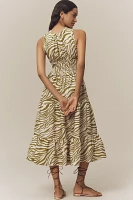 By Anthropologie Sleeveless Poplin Smocked Midi Dress