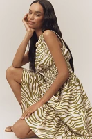 By Anthropologie Sleeveless Poplin Smocked Midi Dress