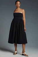By Anthropologie Strapless Basque-Waist A-Line Midi Dress
