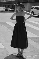 By Anthropologie Strapless Basque-Waist A-Line Midi Dress