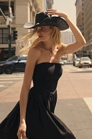 By Anthropologie Strapless Basque-Waist A-Line Midi Dress