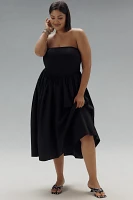 By Anthropologie Strapless Basque-Waist A-Line Midi Dress
