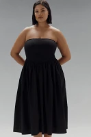 By Anthropologie Strapless Basque-Waist A-Line Midi Dress