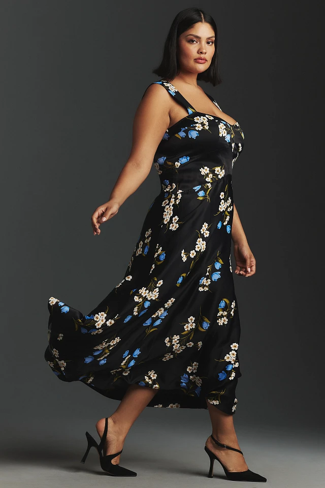 casual floral midi dress for women Floral Printed Off-White Casual Midi Dress For Women L