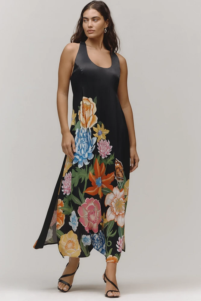 By Anthropologie Sleeveless Linen Blend Maxi Dress