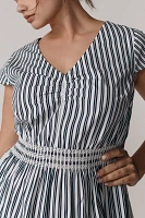 Universal Standard Plus Ambroeus Short-Sleeve Smocked Poplin Midi Dress