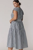 Universal Standard Plus Ambroeus Short-Sleeve Smocked Poplin Midi Dress