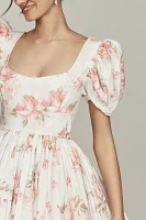 Selkie Sofia Puff-Sleeve Sweetheart Mini Babydoll Dress