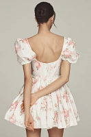 Selkie Sofia Puff-Sleeve Sweetheart Mini Babydoll Dress