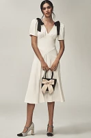 ASTR The Label Celia Puff-Sleeve V-Neck Midi Dress
